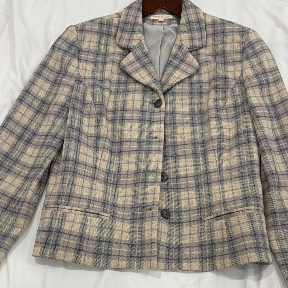 Brooks Brothers Plaid Women's Jacket in Cream and Gray